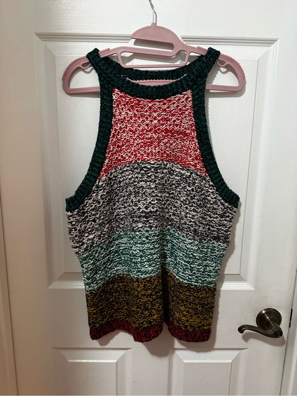 Anthropologie Maeve Red, White & Green Marled Knit Sweater